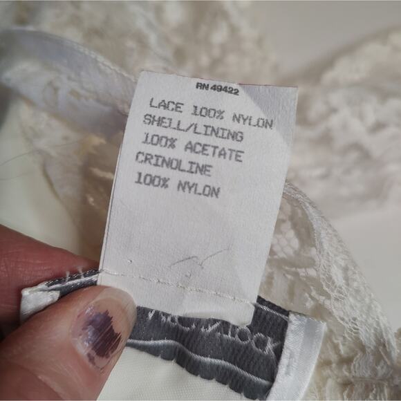 Vintage Jessica McClintock Wedding Gown Lace Bodice Satin Skirt Size 8 - Picture 11 of 16